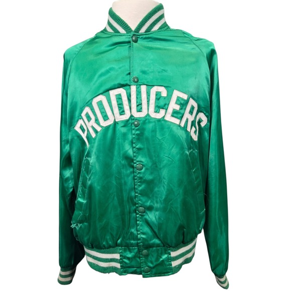 Vintage‎ Active Generation Producers Satin Green Snap Button Jacket Size Large - Picture 3 of 13